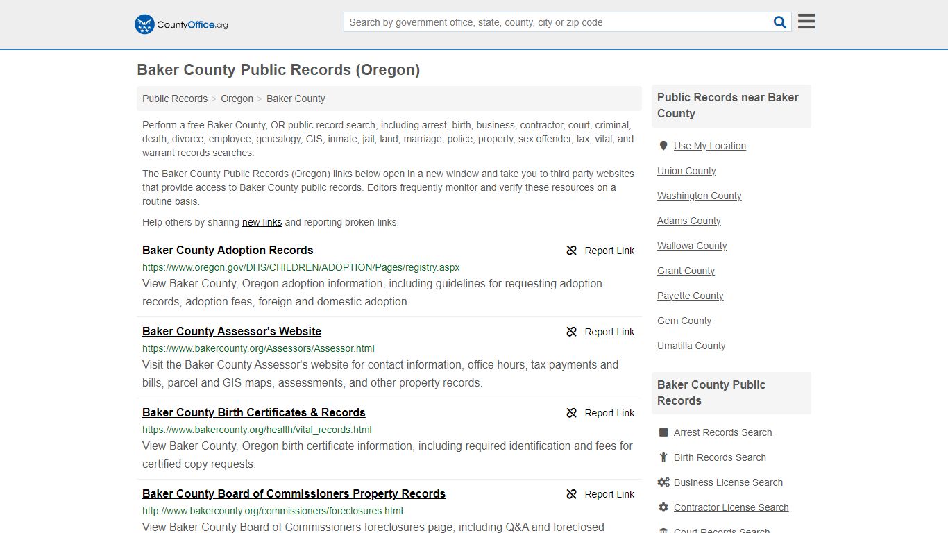 Baker County Public Records (Oregon) - County Office